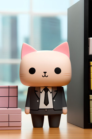 Businessman with a cat in the office. 3d rendering.の素材