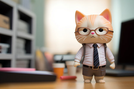 Businessman with a cat in his office. 3d rendering.の素材