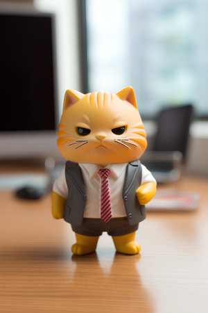 Businessman with yellow cat on the office desk. Business concept.の素材