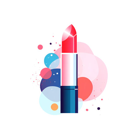 Lipstick vector icon on colorful background. Lipstick illustration.の素材