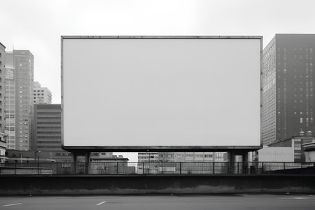 Blank billboard in the city. Black and white. 3d rendering.の素材