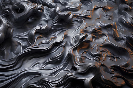 Abstract background of black wavy liquid. 3d rendering, 3d illustration.の素材