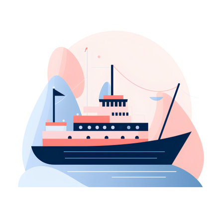 Fishing trawler vector concept for banner, website design or landing web pageの素材