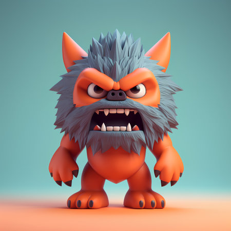 Funny cartoon monster with big eyes. 3d render illustration.の素材