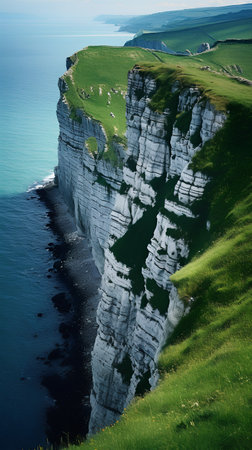 Cliffs of Etretat, Normandy, France. Summer landscapeの素材
