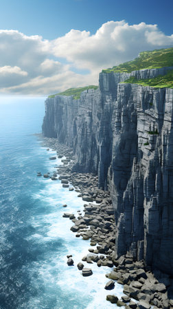 Beautiful seascape with high cliffs and azure sea.の素材