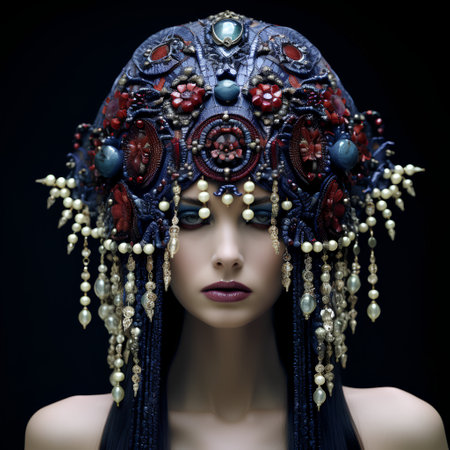 Portrait of a beautiful girl in a headdress with precious stones.の素材