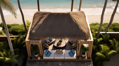 3D rendering of a beautiful beach villa in the tropicsの素材
