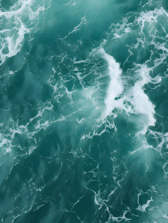 Aerial view of stormy sea waves. Abstract nature background.の素材