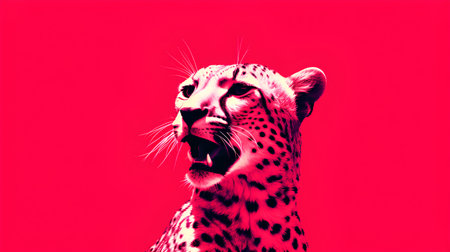 Cheetah on a pink background. Panthera pardus.の素材