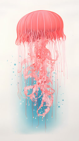 Jellyfish on a white background. 3d illustration. Isolated.の素材