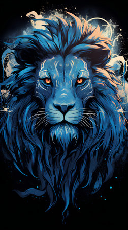 Lion head on grunge background. Vector illustration for your designの素材