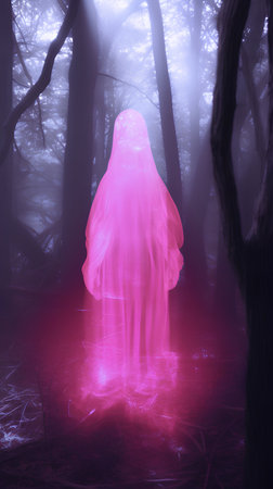 Ghost in the forest. 3D illustration. Fantasy. Halloween.の素材