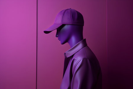 Mannequin in a cap on a pink background. 3d renderingの素材