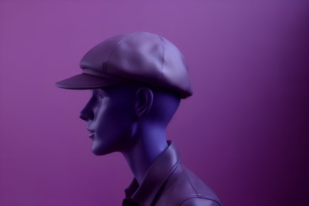 3d rendering of a mannequin wearing a cap and leather jacketの素材