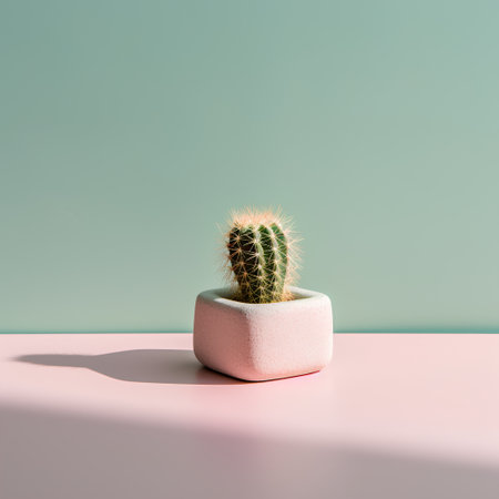 Cactus in pot on pastel background. Minimal style. 3d renderの素材