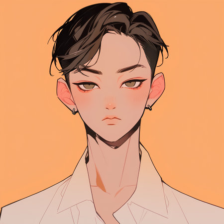 Fashion girl in sketch-style. Vector illustration on an orange background.の素材