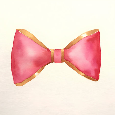 Watercolor red bow tie on white background. Hand drawn illustration.の素材