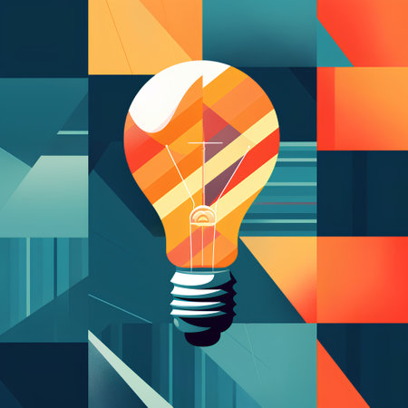 Light bulb on abstract geometric background. Vector illustration. Idea concept.の素材