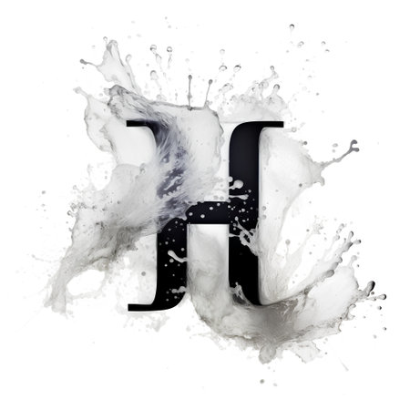 Water splash alphabet isolated on white background with clipping path. Letter Hの素材