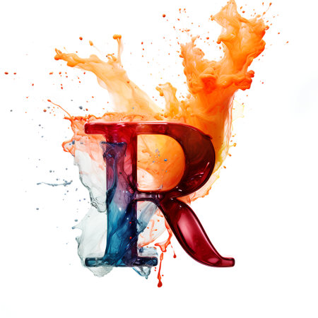 Orange in paint splash isolated on white background. 3d rendering.の素材