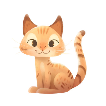 Cute cartoon cat. Vector illustration isolated on a white background.の素材