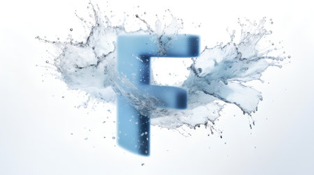Water splash alphabet isolated on white background. 3d rendering. Letter Fの素材