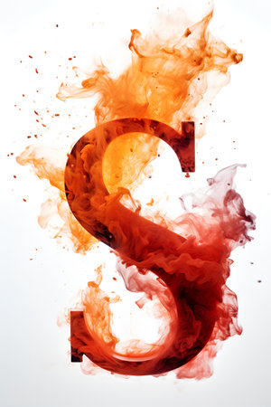 Vector illustration of the letter S in the form of fire on a white backgroundの素材