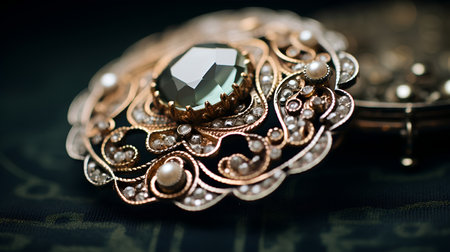 Jewelry ring with precious stones on dark background. Close up.の素材