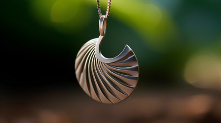 Necklace on a green background. 3d rendering. Bokeh effect.の素材