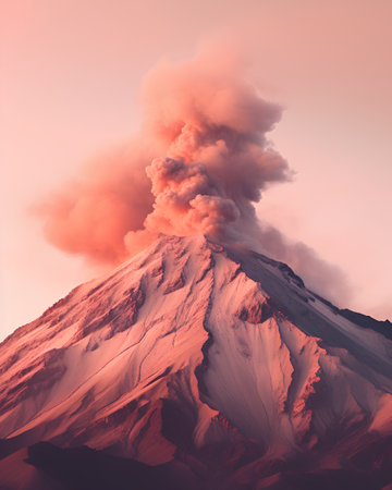 Volcanic eruption at sunset, Krasnaya Polyana, Russiaの素材
