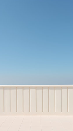 Balcony with blue sky background. 3d render illustration.の素材