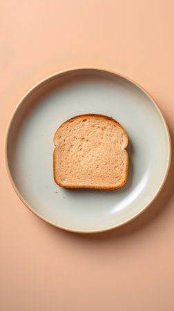 Sliced bread on plate isolated on orange background, top viewの素材
