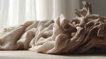 Still life with soft linen on the windowsill. Vintage style.の素材
