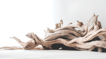 Wooden driftwood on white background - Vintage filter processing style picturesの素材