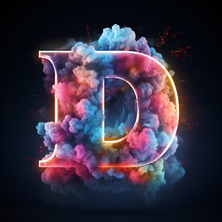 The letter D in the form of a colorful smoke. Vector illustrationの素材
