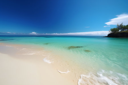 Beautiful tropical beach with turquoise water and white sand.の素材