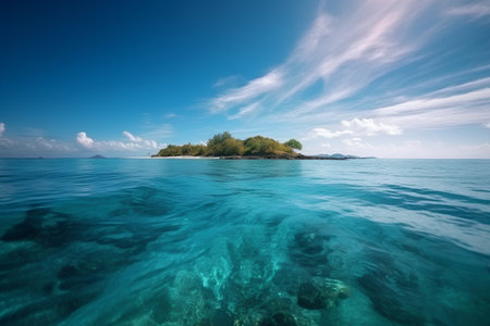 Beautiful seascape with tropical island and turquoise waterの素材