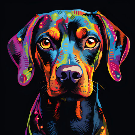 Portrait of a doberman dog. Vector illustration on black background.の素材