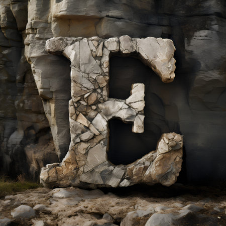 Rock font in the shape of the letter B. 3d renderingの素材