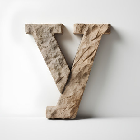 Alphabet made of crumpled paper, 3d render letter Yの素材