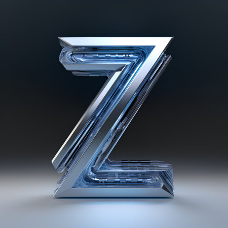 Glossy metallic letter Z uppercase. 3D renderingの素材