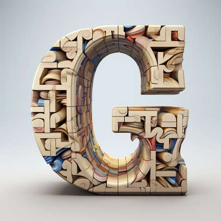 3d letter G made of wooden letters. 3D rendering.の素材