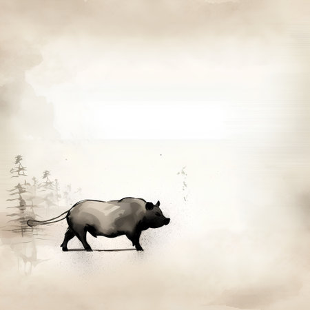 Illustration of a wild boar on a grunge background.の素材