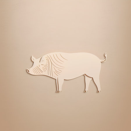 Paper cut pig icon. Paper art style. Vector Illustration.の素材