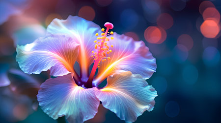 Hibiscus flower on bokeh background. 3d illustrationの素材