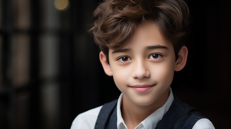 Portrait of a cute little boy in a suit. Close-up.の素材