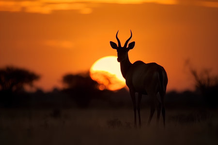 African antelope at sunset, Kruger National Park, South Africaの素材