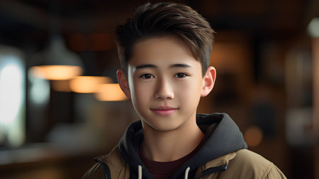 Portrait of handsome young asian man with smiley face.の素材