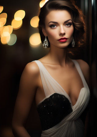 Portrait of beautiful young woman with evening make-up and hairstyleの素材